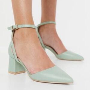 Chic Pastel Green Ankle Strap Heels